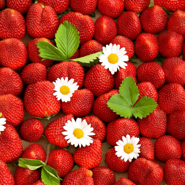 Fresh-strawberries-with-daisy-flowers-